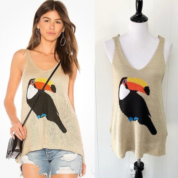Show Me Your MuMu Tan Toucan Tank Top - Picture 1 of 15